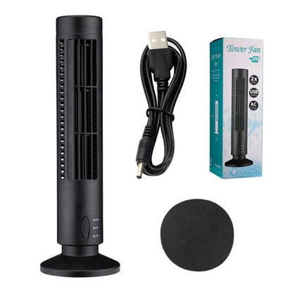 Tower Type USB Electric Fan Leafless Air-conditioning Fan(Black) | Bowlift
