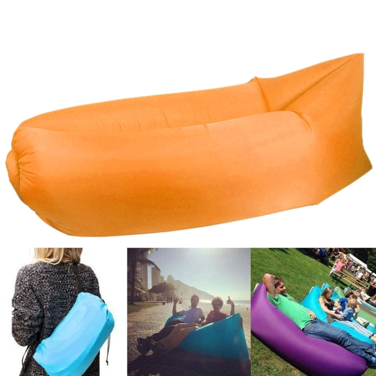 Sandsberg | Inflatable Lounger Polyester Fabric Compression Air Cushion Sofa for Beach / Travel / Hospitality / Fishing, Size: 185cm x 75cm x 50cm, Standard Quality (Orange)