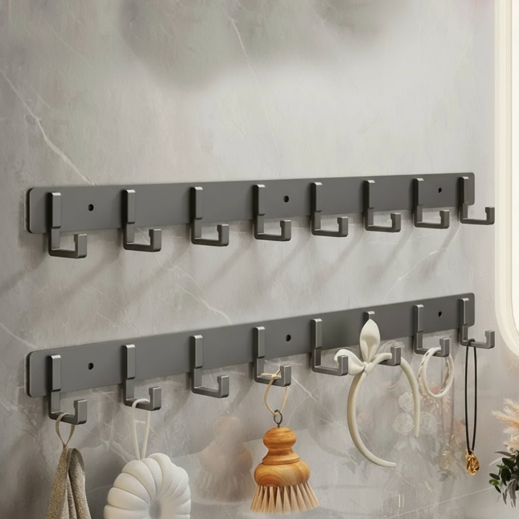 Skanto | Sturdy Wall Coat Rack with Black Hooks for Stylish Organization