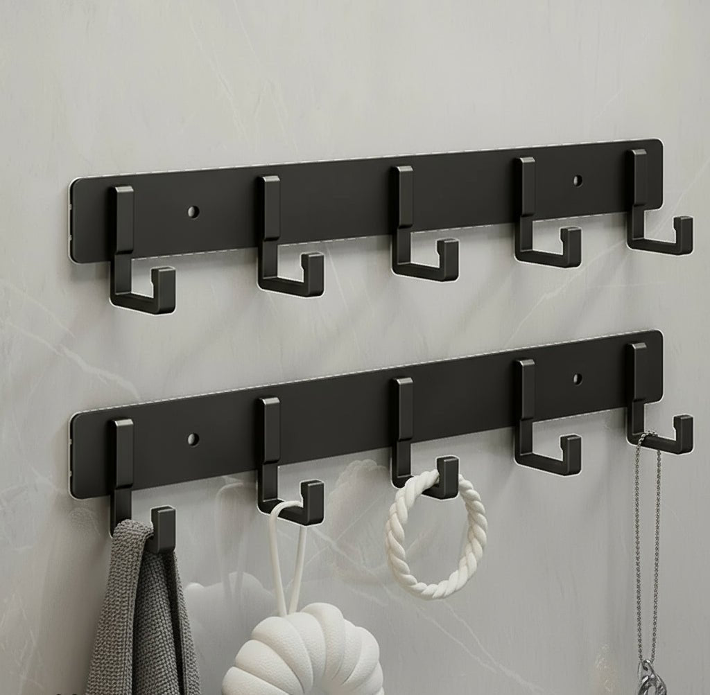 Skanto | Sturdy Wall Coat Rack with Black Hooks for Stylish Organization