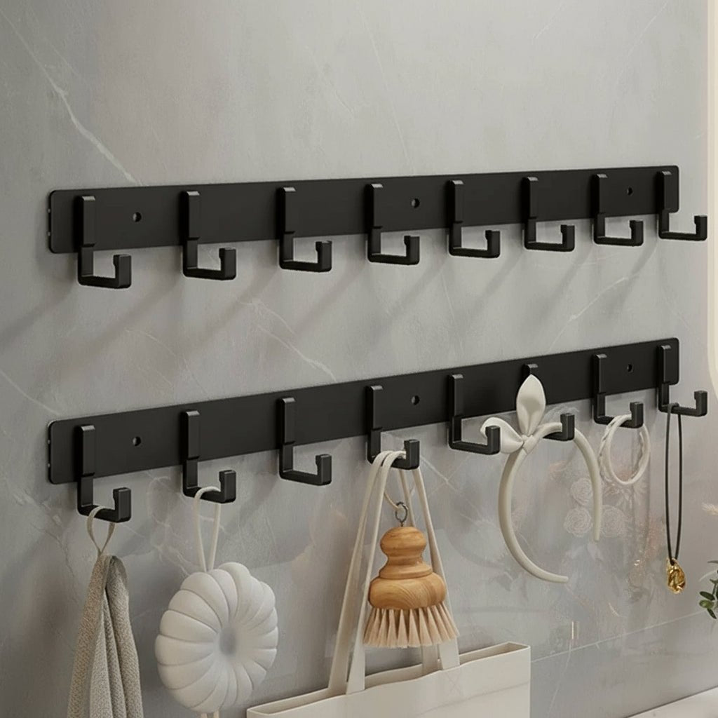 Skanto | Sturdy Wall Coat Rack with Black Hooks for Stylish Organization