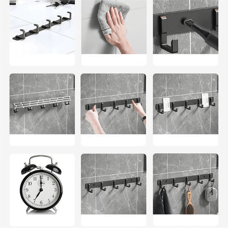 Skanto | Sturdy Wall Coat Rack with Black Hooks for Stylish Organization