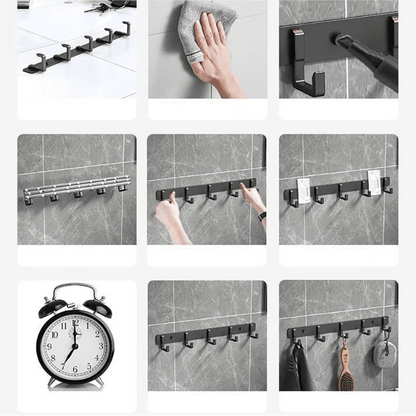 Skanto | Sturdy Wall Coat Rack with Black Hooks for Stylish Organization