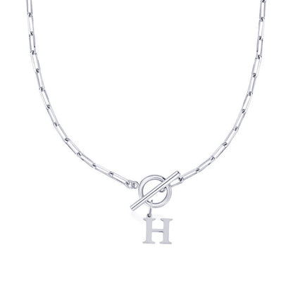 Karnz | Paperclip Initial Letter Circle Lock Necklace