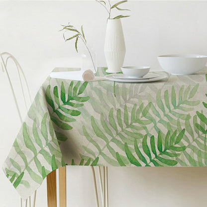 BowLift | Nordic modern linen cotton square green tropical leaf tablecloth cover cloth