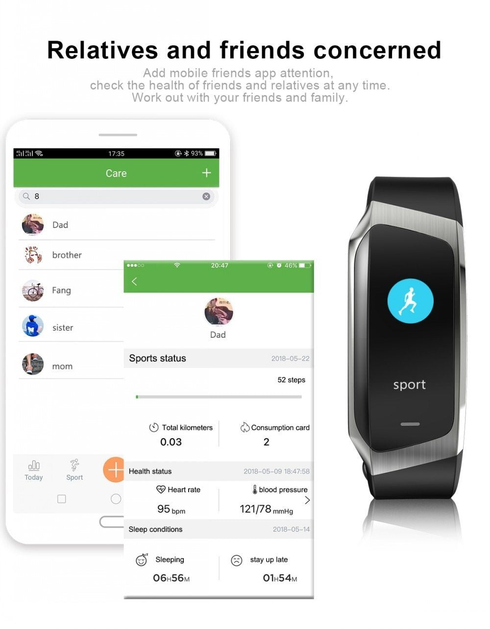 Brehn | Fitband Smartwatch waterproof blood pressure oxygen heart rate monitor sport band