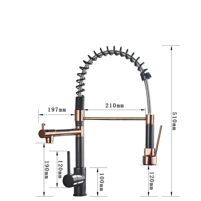 Pull-out Faucet with Double Spout – Flexible Faucet for Sinks, High Pressure, Swivel, Ideal for Modern Kitchens, Easy Installation | Karnz