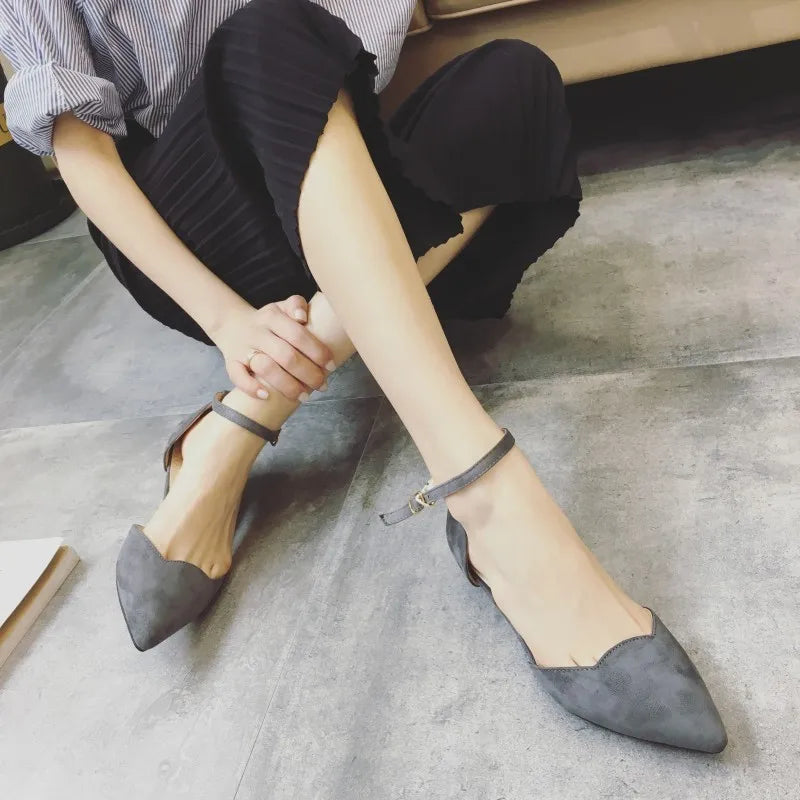 Women's Buckle Strap Pointed Toe D'Orsay Heel Shoes - Blue