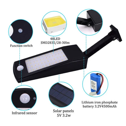 BowLift | Lumenova SolarTech Solar LED Wall Light 900lm | 48 LEDs | 4 Lighting Modes | Motion Sensor & Swivel Arm | IP65 Weatherproof