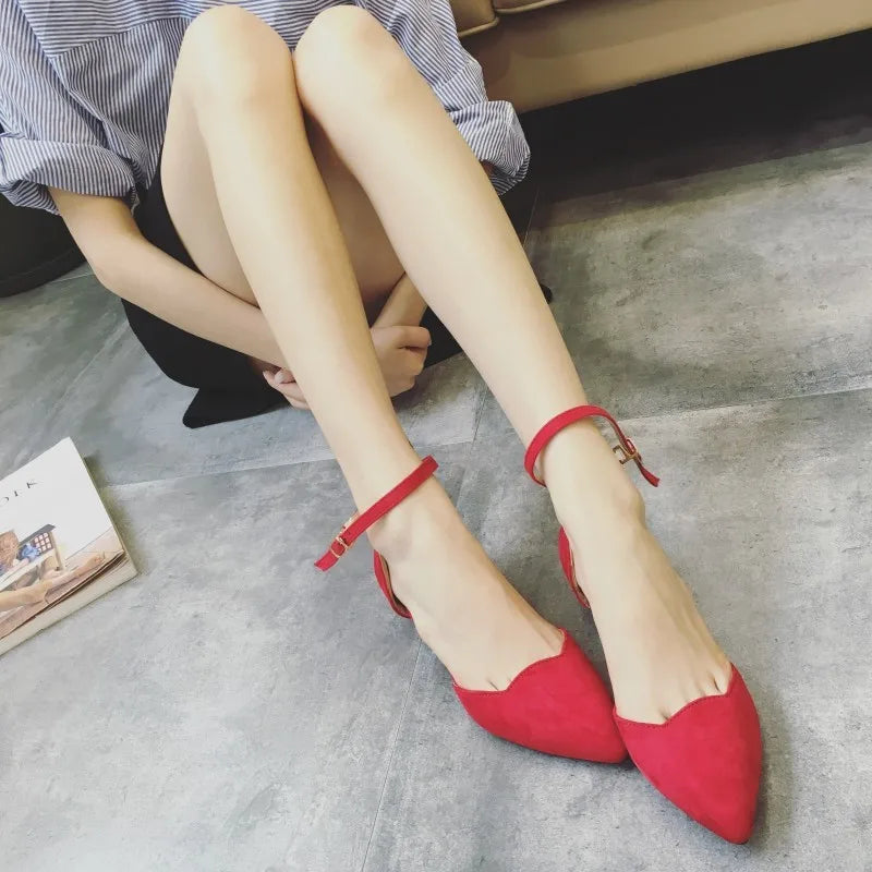 Women's Buckle Strap Pointed Toe D'Orsay Heel Shoes - Blue