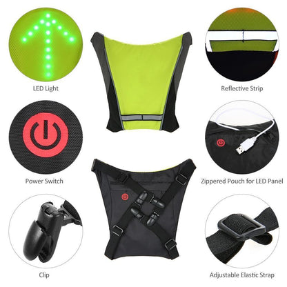BowLift | Turn Signal Cycling Reflective Safety LED Vest Cyclist Outdoor Waterproof