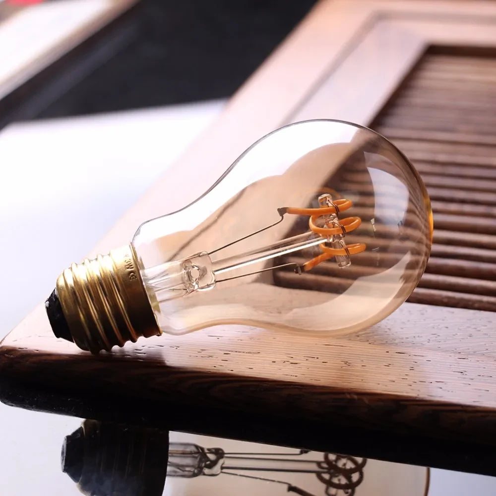 Skanto | Dimmable Vintage LED Bulb (3W, E27 Base) - Gold Spiral Filament for Chandeliers & Decorative Lighting