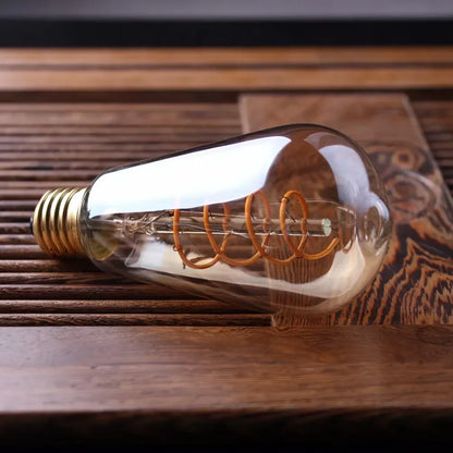 Skanto | Dimmable Vintage LED Bulb (3W, E27 Base) - Gold Spiral Filament for Chandeliers & Decorative Lighting