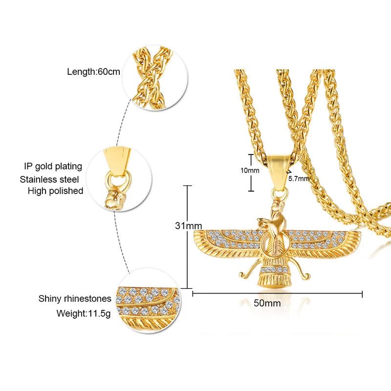 BowLift | Rhinestone Ahura Mazda Zoroastrian Pendant Necklace