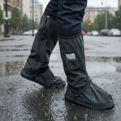 Waterproof overshoes with secure grip