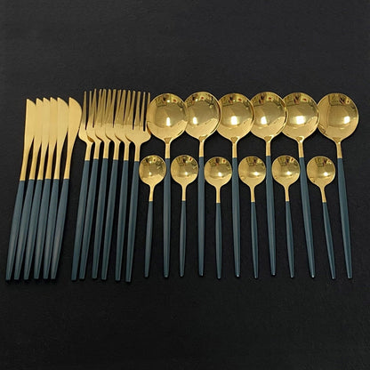 Skanto | RoyalGlimmer Gold Cutlery Set - Gold Cutlery Set for a Luxurious Table Setting