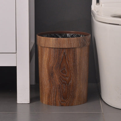 Elegant Retro Wood Grain Trash Can | Karnz