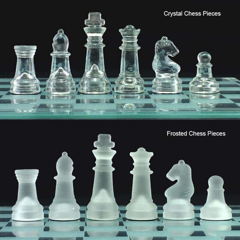 Sandsberg | Glass chess set | Frosted crystal figures with chessboard