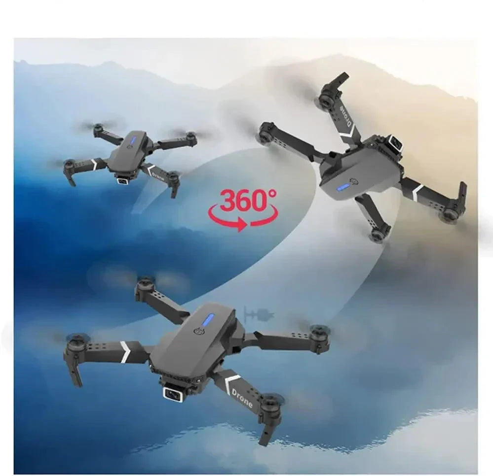 Skanto- E88 Pro Drone 4k HD Dual Camera RC VR 3D Long Battery Life Flight Path FPV Mini Drone