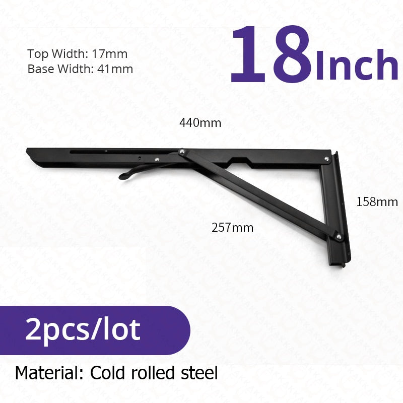 2-piece set of foldable heavy-duty stainless steel shelf brackets for tables, RVs, and space-saving