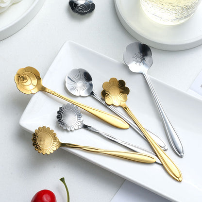 Skanto | 8-Piece Stainless Steel Teaspoon Set with Floral Design