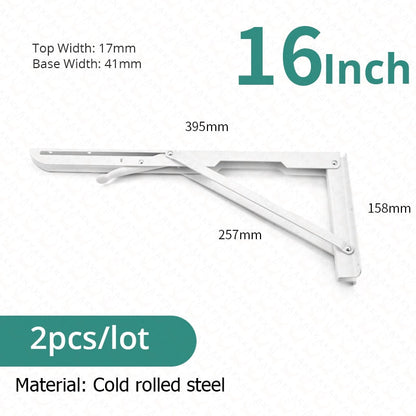 2-piece set of foldable heavy-duty stainless steel shelf brackets for tables, RVs, and space-saving