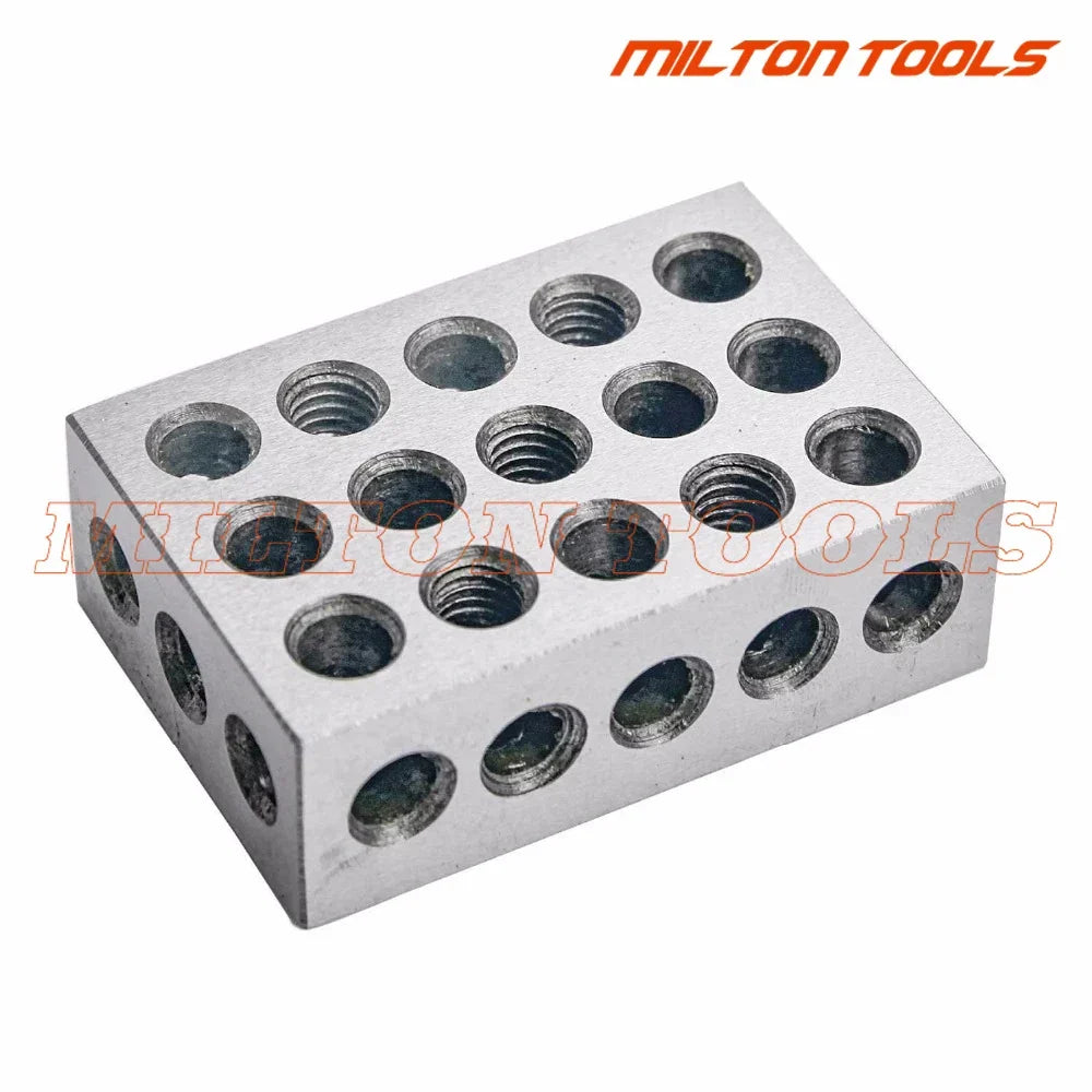 Skanto | 2 Pcs Hardened Steel 1-2-3" Blocks - Precision Machine Building Milling Tooling with 0.0001" Accuracy, 23-Hole Block Gage Set
