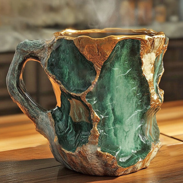 Skanto | Handmade Mineral Crystal Mug – Insulated, Microwave Safe, 350-450 ml, Unique Design