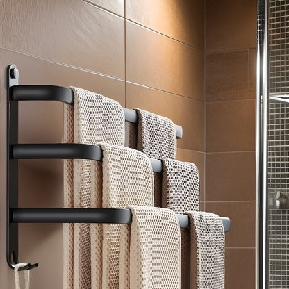 HangEase 3-tier wall-mounted towel rack – Aluminium space-saving design