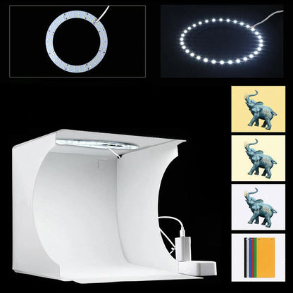 BowLift | Mini Photo Studio "LumiCube" with LED lighting and 6 backgrounds