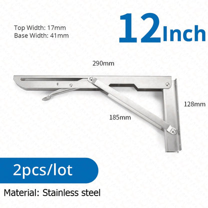 Skanto | 2-Piece Set Foldable Shelf Brackets, Heavy Duty, Stainless Steel for Tables, RVs, and Space Saving