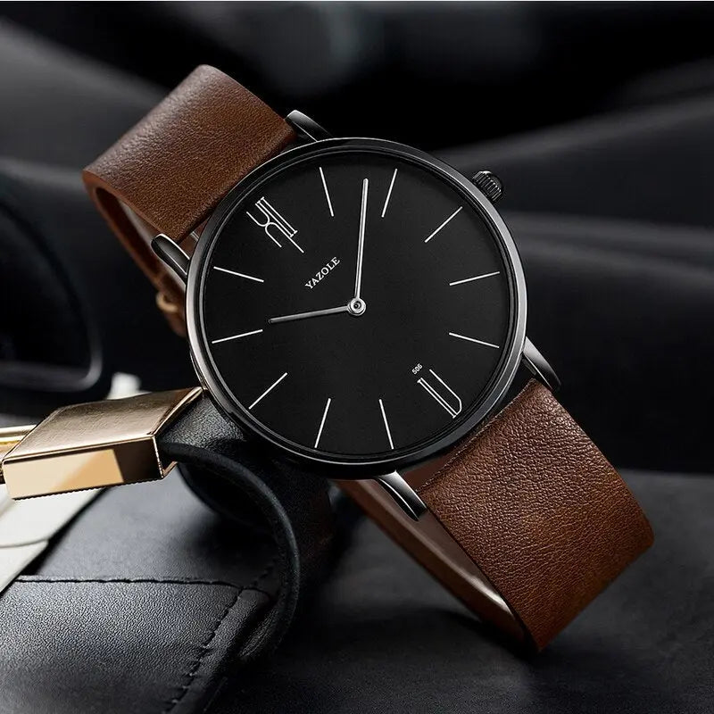 Men's wristwatch in Old Money style, classic and stylish