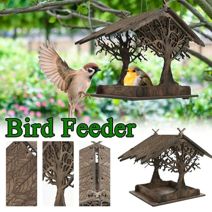Skanto | Rustic Wooden House Bird Feeder