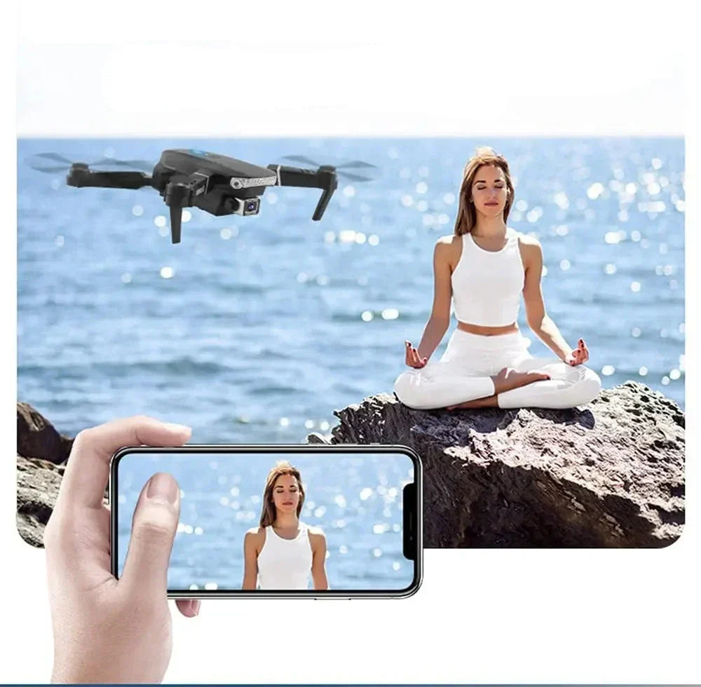 Skanto- E88 Pro Drone 4k HD Dual Camera RC VR 3D Long Battery Life Flight Path FPV Mini Drone