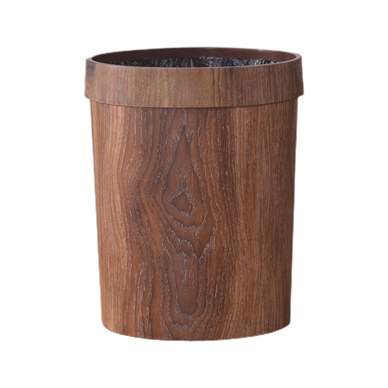 Elegant Retro Wood Grain Trash Can | Karnz