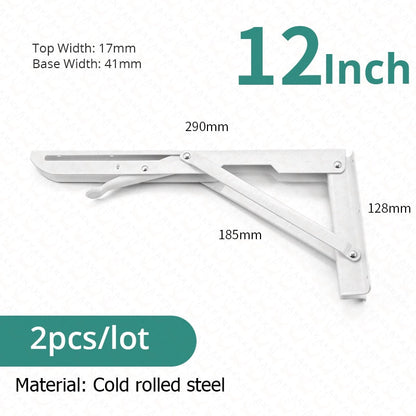 2-piece set of foldable heavy-duty stainless steel shelf brackets for tables, RVs, and space-saving
