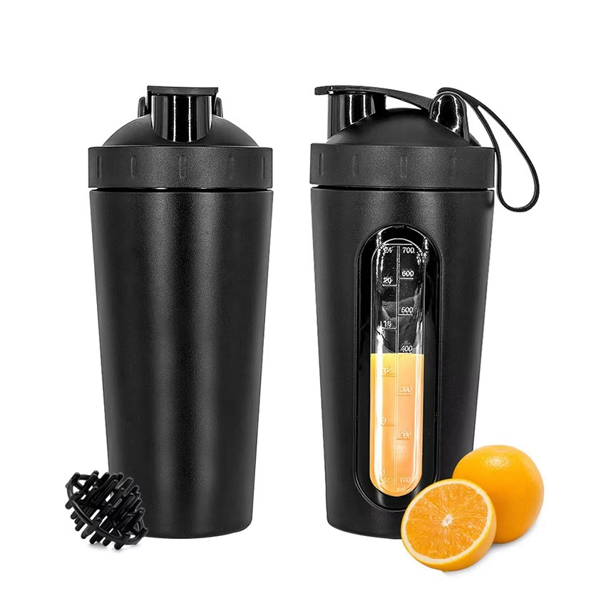 BowLift | Stainless Steel 24oz Sports Shaker Bottle with Measurement Scale for Gym and Outdoor Fitness