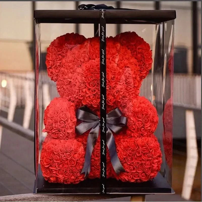 BowLift | Rose Teddy Bear with Handmade Foam Roses – 40cm