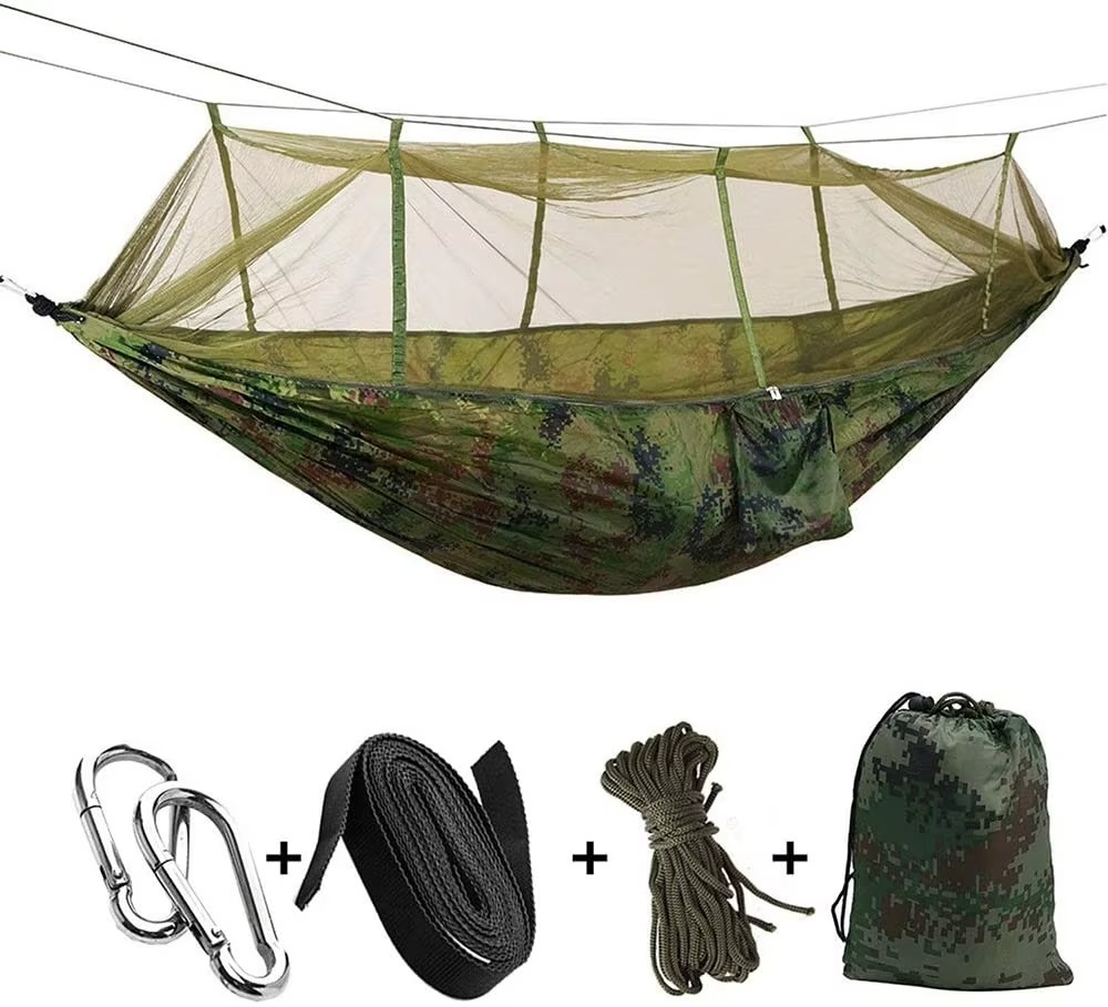 Skanto | 2-Person Outdoor Hammock with Mosquito Net - Portable Parachute Fabric Camping Bed