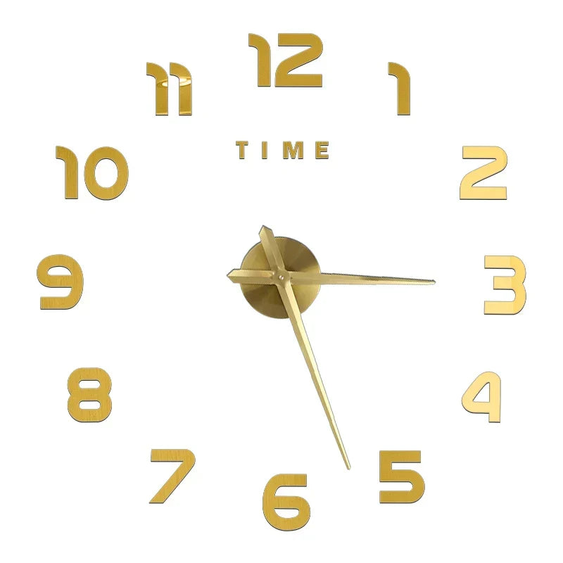 Large Wall Clock DIY 3D Self-adhesive Mirror Acrylic Wall Clock for Kitchen Dining Room Living Room Creative Home Decor | Karnz