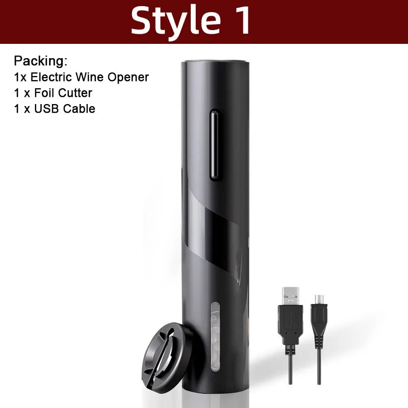 Skanto | Electric Corkscrew - Automatic Wine Opener with Stand, Foil Cutter, and Beer Can Opener - Kitchen and Bar Can Opener