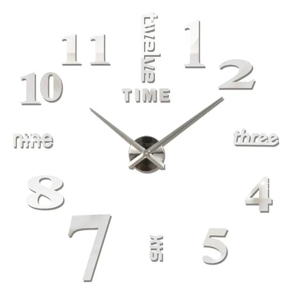 Large DIY 3D Mirror Acrylic Wall Clock for Kitchen, Dining Room, Living Room | Skanto