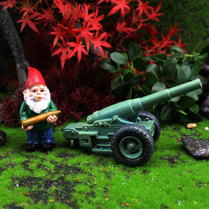 BowLift | 2-Piece Set Mini Wax Gnome Figurine with Cannon