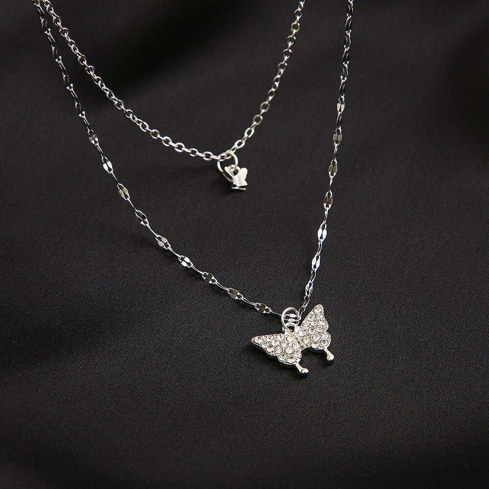Skanto | Dreamy Wings Silver Double Layer Necklace