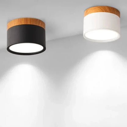 Alante - Round ceiling light in Nordic wood style for surface mounting