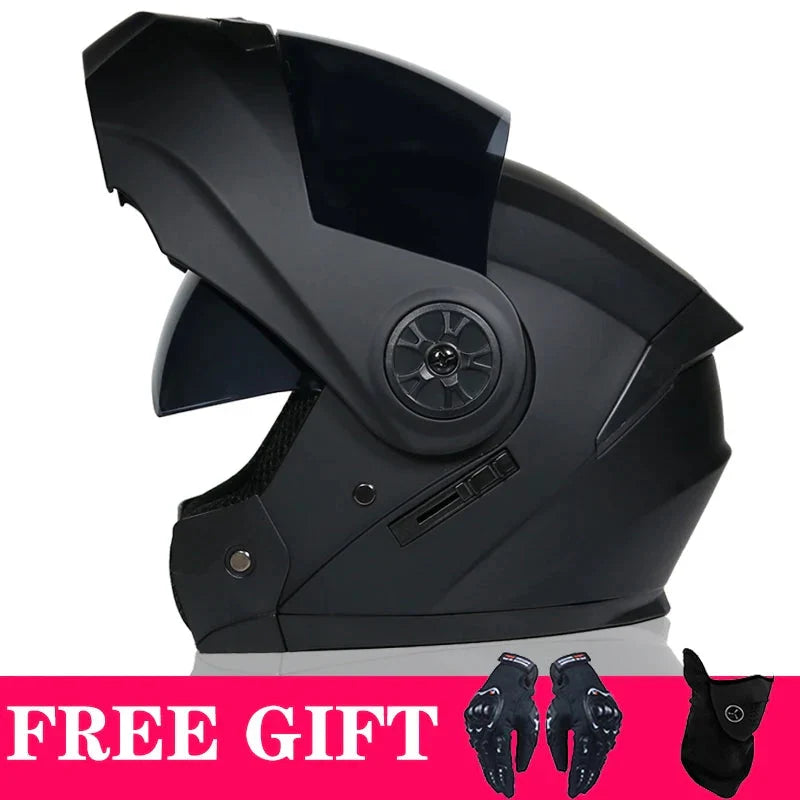 DOT Modular Flip-Up Motorcycle Helmet with Clear Visor and Inner Sun Shield