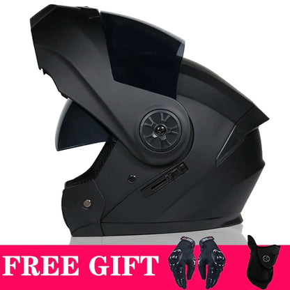 DOT Modular Flip-Up Motorcycle Helmet with Clear Visor and Inner Sun Shield
