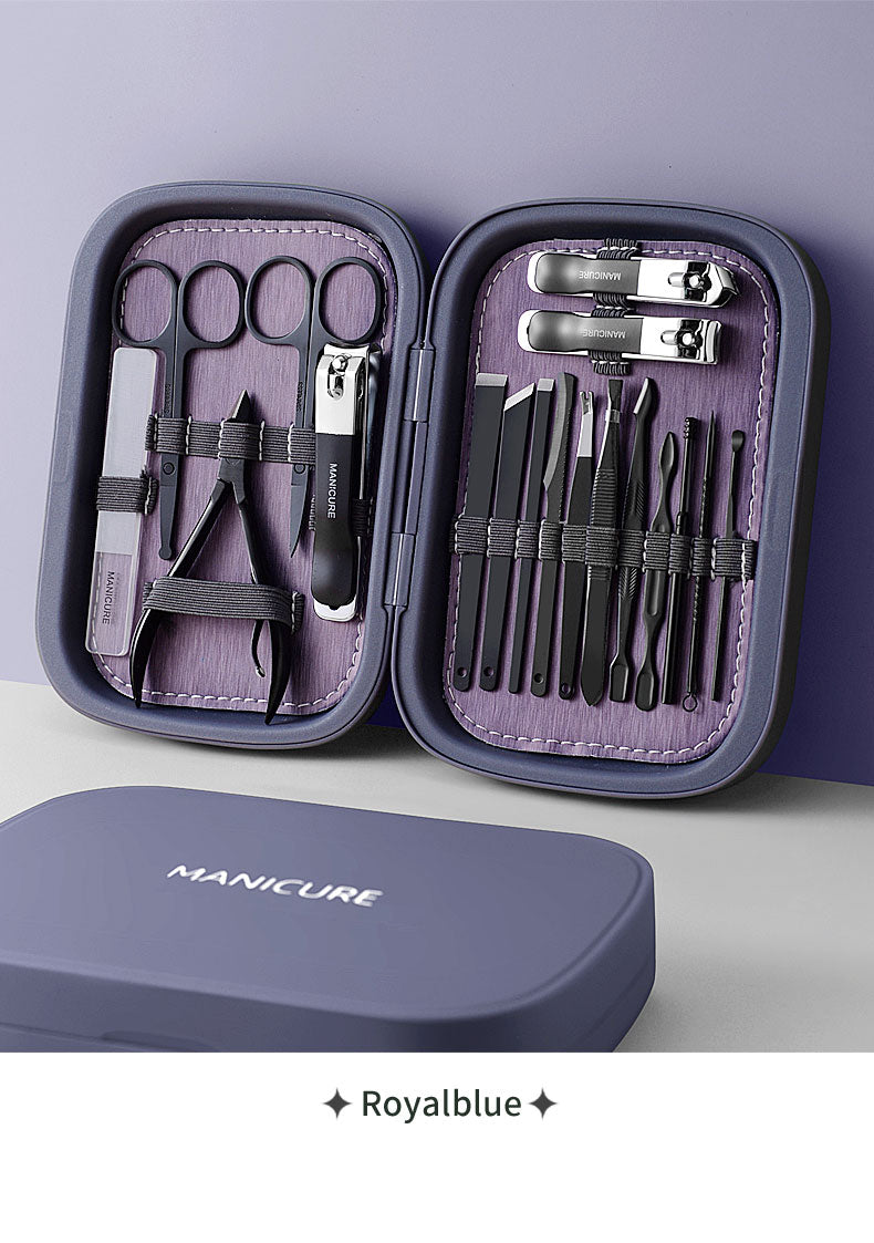 Skanto | Upgraded 18-Piece Professional Stainless Steel Nail Clipper Travel Set, Manicure and Pedicure Kit