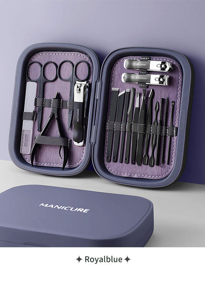 Skanto | Upgraded 18-Piece Professional Stainless Steel Nail Clipper Travel Set, Manicure and Pedicure Kit