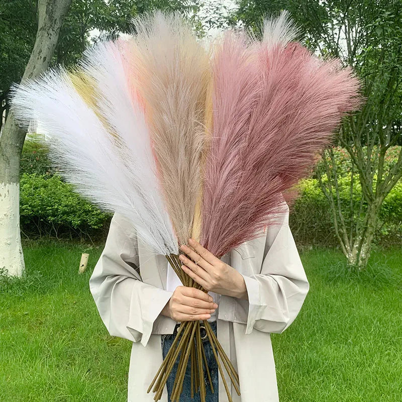 5 Pieces 100 cm Artificial Pampas Grass Dried Flower Bouquet, Decoration for Weddings, Parties, Home, Room, DIY Artificial Plant Decoration Accessories